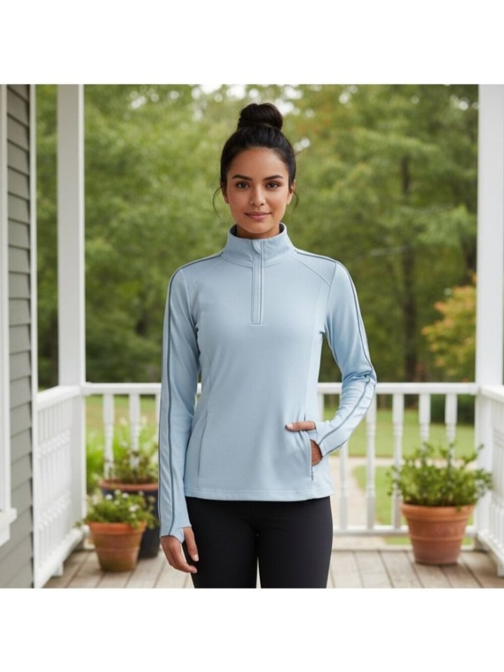 Mondetta XS Quarter-Zip Shirt Athletic Top Side Zip Pockets Activewear Pullover